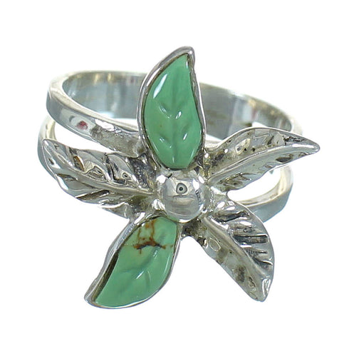 Sterling Silver Turquoise Southwestern Flower Ring Size 5-1/2 RX88055